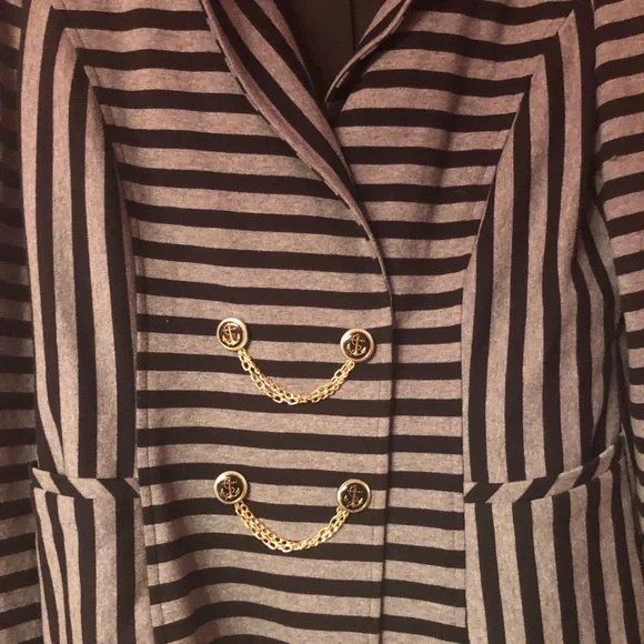 Boutique Nautical Anchor Button Statement Blazer Jacket Cache Boutique 10 Trendy